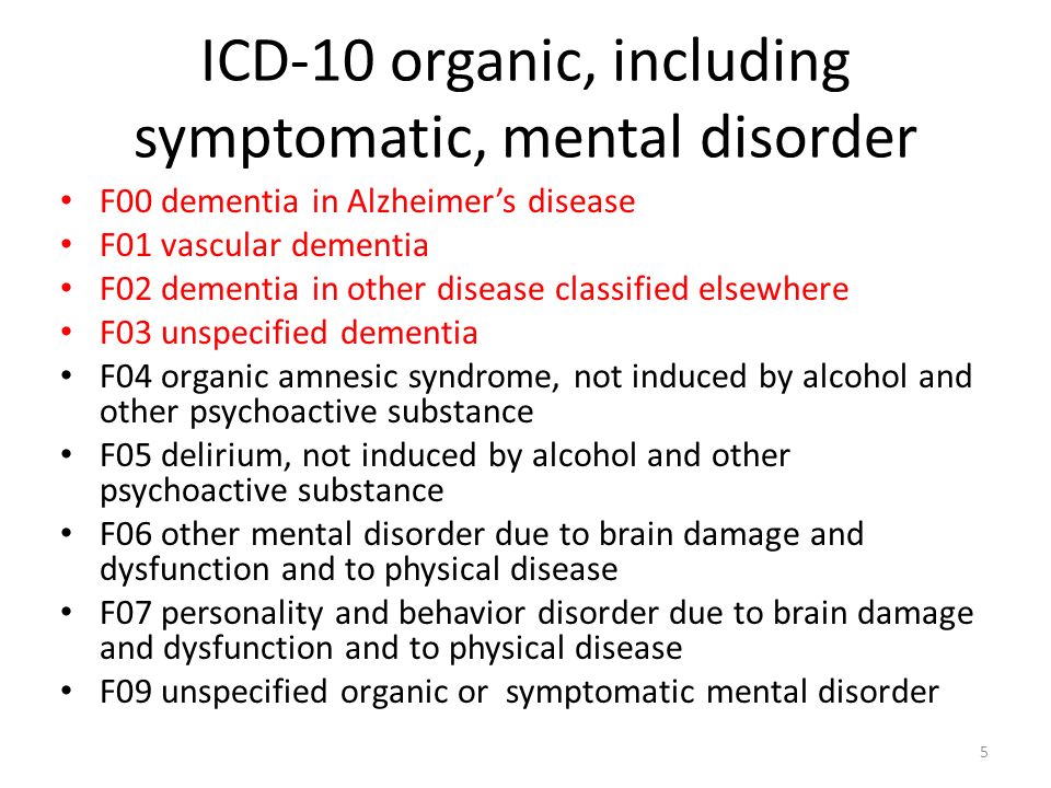Treatment for Organic Mental Disorders